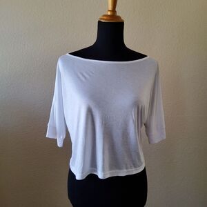 NWT Lanston Sport Knit Crop Dolman Sleeve Top Size XS White